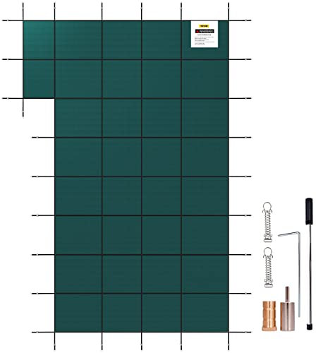 VEVOR Inground Pool Safety Cover, 22 ft x 42 ft Rectangular Winter Pool Cover with Right Step, Triple Stitched, High Strength Mesh PP Material, Good Rain Permeability, Installation Hardware Included