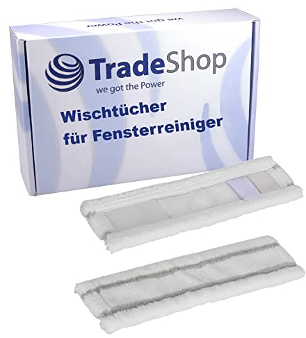2x Trade-Shop Wischtücher Mikrofaser-Pad Wischbezug kompatibel mit Kärcher WV 71, WV 71 Plus, WV 75, WV 75 Plus/Akku-Fensterreiniger Fenstersauger