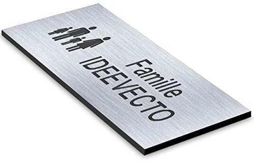 Plaque boite aux lettres personnalisable format FAMILIAL aspect ACIER BROSSÉ dimension 80 x 35 mm différents coloris - Plastique PVC Acrylique - résistant aux intempéries et aux UV - autocollante adh