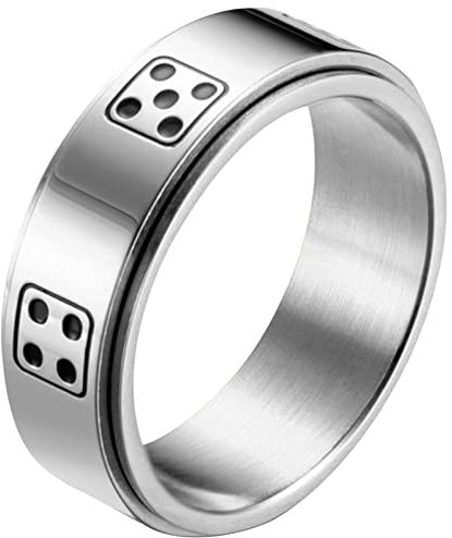 JewelryWe Schmuck Spinnring aus Edelstahl, Spielkarte Pik Ass Poker Ring Fidget Band Ring Stress lindernde Angst Ring für Damen Herren Hochzeit Versprechen Verlobungsring