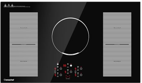 36 Inch Induction Cooktop, AMZCHEF Built-in Electric Stove Top with 5 Boost Burners Bridge Function, 240V/10800W, ETL Certified, 9 Power Level, Keep Warm, Timer, Safety Lock