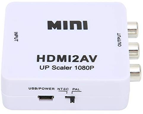 Adaptador Convertidor de a AV, Adaptador Convertidor de y Video CVBS Compuesto Mini 1080P, a, Conmutador Divisor para Televisores (Blanco con estándar 1080P)