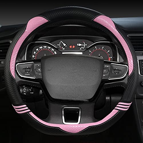 Lenkrad Abdeckung Für Citroen Für Berlingo Für E-Berlingo XL Auto Lenkradabdeckung Kohlefaser rutschfest Auto Zubehör Auto Lenkradschutz (Größe : PINK D Shape)