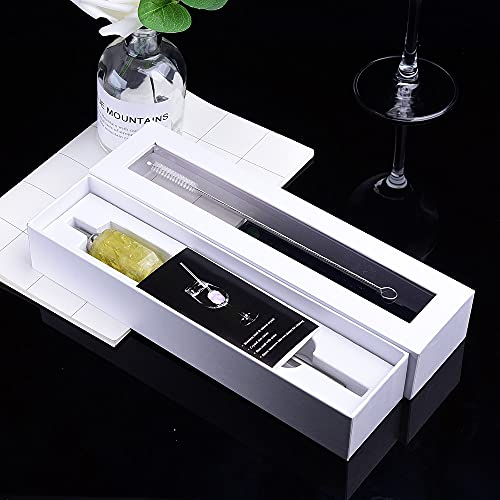 Collections de la maison Crystal Natural Crystal Citrine Stone Straw 18/8 Pailles réutilisables en acier inoxydable for boire avec une brosse plus propre