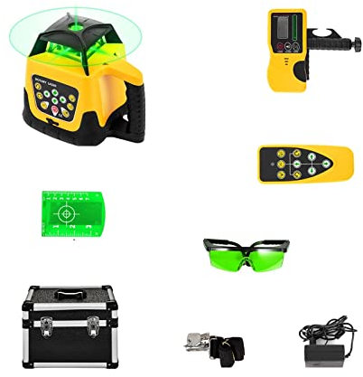 Niveau Laser Rotatif à 360° Auto-nivelant 500 m, Outils de Mesure à Balayage Horizontal Vertical, Machine de Niveau Laser Rouge Vert (Couleur : Nero, Taille : Faisceau Vert 1)