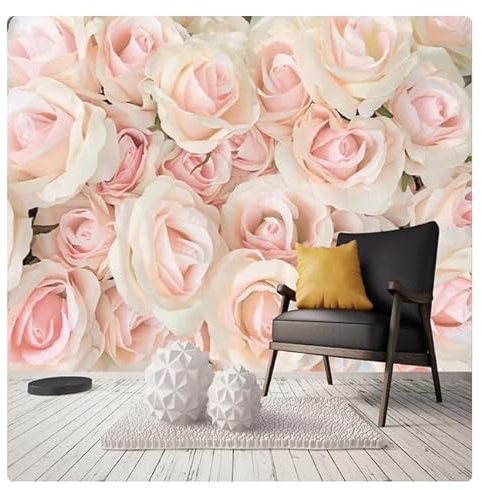 3D-Fototapete, moderne romantische rosa Rose, Blumenmuster, für Wohnzimmer und Schlafzimmer, Vlies-Tapete, Blumenmuster, 150 x 105 cm