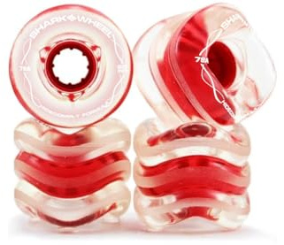 Shark Wheel 60mm 78a Skateboard Wheels, Clear with Red Hub - Hidecomply Signature Team Rider Series