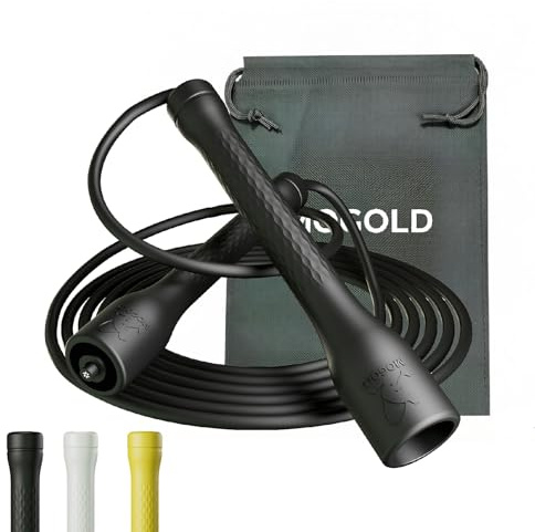 MOGOLD Workout Jump Rope,5mm PVC Jump Rope,Adjustable Length with Shatterproof Handles, Ideal for Beginners & Advanced Athletes, Fitness, Cardio & Boxing