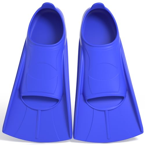 Silikon Schwimmflossen, Weiche und Bequeme Passform flossen Kinder Erwachsene, Kurze Trainingsflossen für Schwimmen, Unisex Flossen für Kinder Erwachsene, Kurzflossen (Dunkelblau, XXL(45-47))