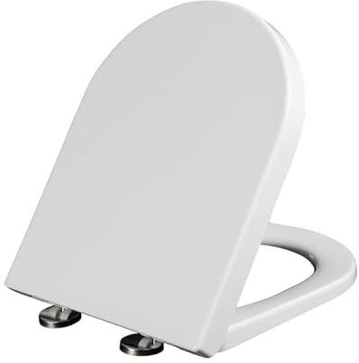 Toilet Seats 420 * 330mm, D Shape Soft Close Toilet Seat White with Quick Release, Top Fixing & 360° Adjustable Hinges
