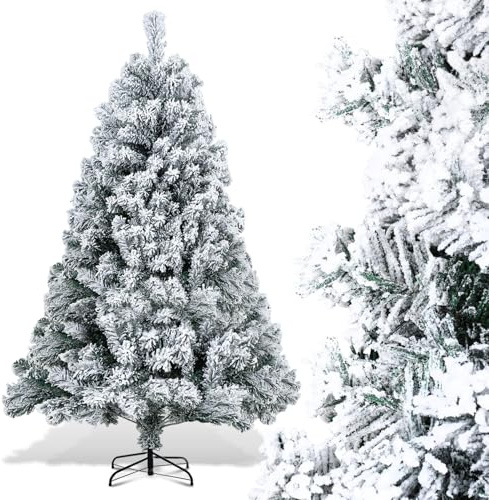Peviasot Künstlicher Weihnachtsbaum mit Schnee, 180cm Automatischer Tannenbaum Schnellaufbau Klappsystem, Christbaum mit Metallständer, 860 Spitzen dichte Zweige Christmas Tree