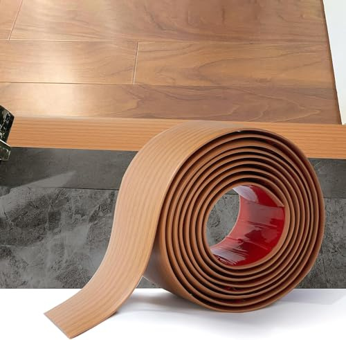 3 Meters PVC Floor Transition Strip Laminate Floor Cover Strips Self Adhesive PVC Floor Door Divider Strip Flat Laminate Profile Flooring Edge Trim Joining Strip Door Bar(7.6cm,Yellow Wood Grain)