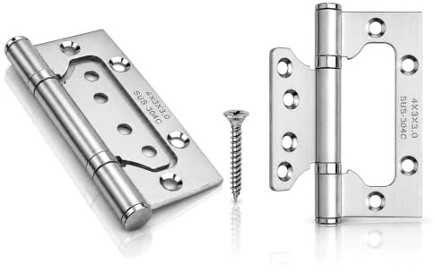 Euro Tische Edelstahl Scharniere - 2x Stabil für Türen & Fenster, 2 Größen (10cm, 12,5cm), Silber, Strukturell, Aufputzmontage