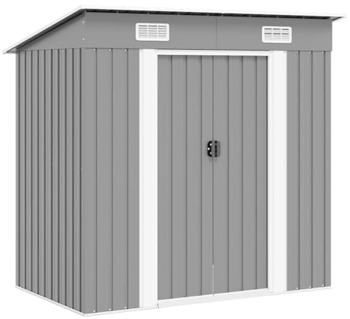 vidaXL Gartenschuppen Grau Metall
