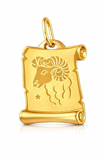 Rodium - Goldanhänger mit Sternzeichen aus 14 Karat 585er Gelbgold - Rechteckige Form - Hergestellt in Italien - Geschenkidee