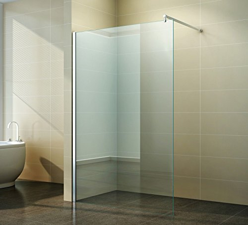 Duschwand Glas 10mm Sicherheitsglas - Begehbare Duschabtrennung Glaswand Easy Clean Nano Beschichtung - Walk - Duschwand Klarglas 40 cm - ebenerdig - Duschtrennwand mit Edelstahl-Zubehör