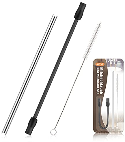 Aieve Milchschlauch Edelstahles Milchrohr und Reinigungsbürste Set kompatibel mit Siemens EQ6 plus ExtraKlasse/plus s700/s300, EQ7 plus, Bosch VeroAroma Kaffeevollautomat