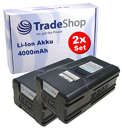 2X Li-Ion Akku 80V 4000mAh für Greenworks Rasentrimmer GD80BCB, Rückengebläse GD80BPB, Schneefräse GD80ST - ersetzt G80B4 2901307 / Ersatz Akku