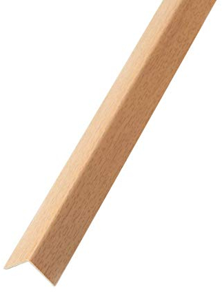 DQ-PP WINKELPROFIL – 15x15mm – 5m (5x 1m) – Farbe: Buche – Material: PVC – Kunststoff Winkelleiste – Außenecke Kantenschutz Wand L Profil Eckprofil Kunststoffwinkel