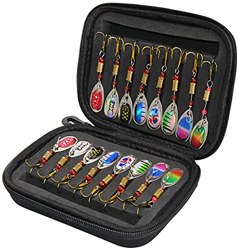RoseFlower 16 PCS Angelköder-Set, Angel Köder Kit mit Köderbox Angeln, Angelgeschenke für Männer, Angler Zubehör für Süß- und Salzwasser, Fischereiköder Köder für Forellenpike Basslachs