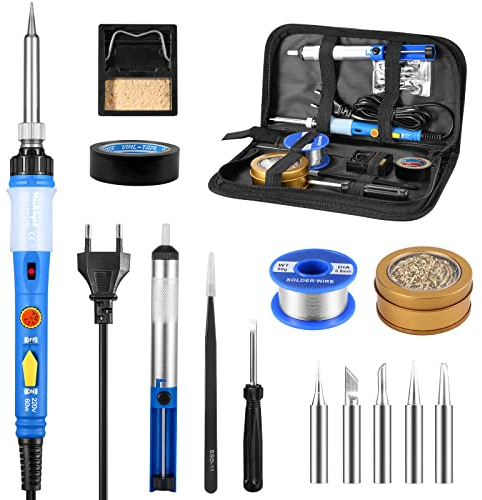 Lötkolben Set, Lötkolben 60W mit Einstellbarer Temperatur, EIN/AUS-Schalter für Elektrisches Arbeiten und Hausgebrauch