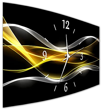 BM Funk Quarz Wanduhr Funkwanduhr Funkwanduhren Funkuhr Funkuhren kein Ticken lautlos geräuschlos leise modern ohne Tickgeräusche groÃŸ XXL Wohnzimmer Küche Digital Art Abstrakt 10076-1a WZ