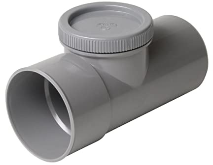 Nicoll UVT8 PVC Mâle Femelle Té de Visite avec Bouchon, 100mm Ø, 439g, Gris