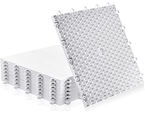 Fabbay Dryland Lot de 8 dalles de glace synthétiques pour tapis de sol de hockey – 30,5 x 30,5 cm – Équipement d'entraînement de hockey pour le tir en extérieur (blanc)