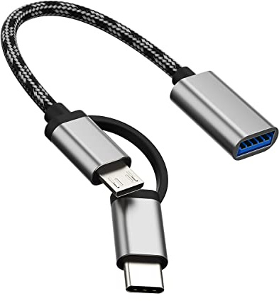 USB Female to Micro USB + USBC Male Adapter 3.0 OTG Cable Accessories compatible for Samsung MacBook for iPhone15 Pro Max Plus for iPad Pro Air Mouse Camera Card Reader Port Type Android Thunderbolt