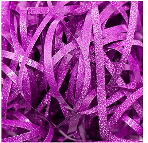 Yurosiay 500g Glitzer Geschreddertes Papier Füllmaterial Geschenk Raffia Hamper Shreds Geschenkfüllung Papierschnitzel Geschenkfüller Bastpapier für DIY Party Geschenkbox Dekoration Lila