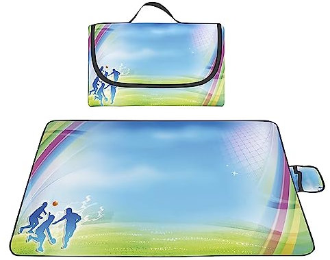 TengYuer Picknickdecke 180x200cm Stranddecke Wasserdicht Sandfrei Isoliert Faltbar Strandmatte mit Tragegriff Outdoor Campingdecke XXL für Camping Parks Strände Picknick Blau Violett GrüN