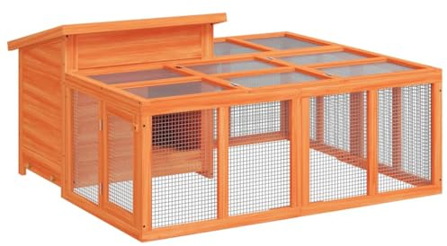 vidaXL Kaninchenstall Braun 144x123x67,5 cm Massivholz Kiefer