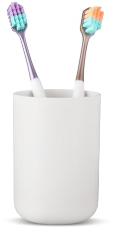 COMNICO Badezimmer-Zahnbürstenhalter, Becher unzerbrechlicher Zahnputzbecher aus Kunststoff Wiederverwendbar Tragbar Mundspülbecher zum Trinken Spülen Schminktisch Arbeitsplatte Zahnpasta Reisen
