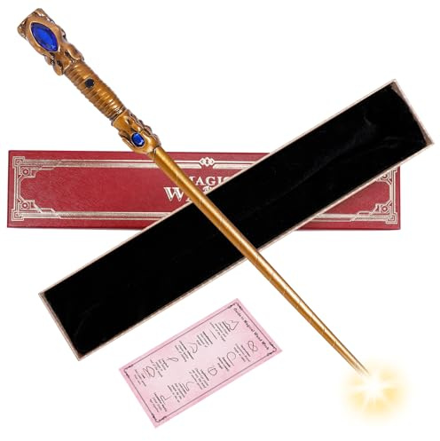 WinSence Light Up Magic Wizard Wand Rechargeable Illuminating Golden Wands for Witches Kids Boys Girls Party Gift, Jewel
