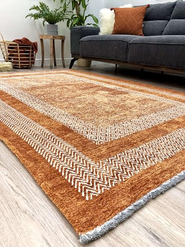 Alfa Rich Teppich, für Wohnzimmer, Schlafzimmer, Dekoration, Baumwolle, waschbar, haustierfreundlich, 22,9 x 30,5 cm, gebranntes Orange