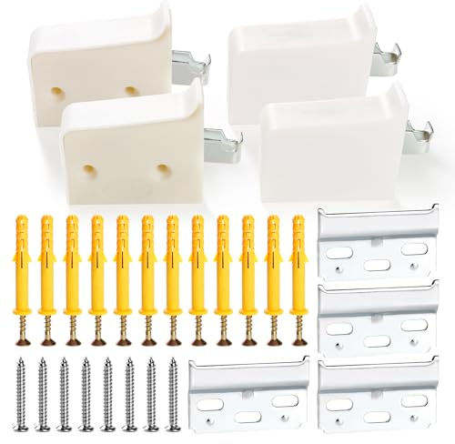 VooGenzek 4 Pezzi Fissaggi per Pensili Staffa a Parete per Armadietti, Sospensione Pensili Regolabile, Attaccaglie per Pensili Portapensile Supporto, Peso del Cuscinetto: 50KG, Bianco