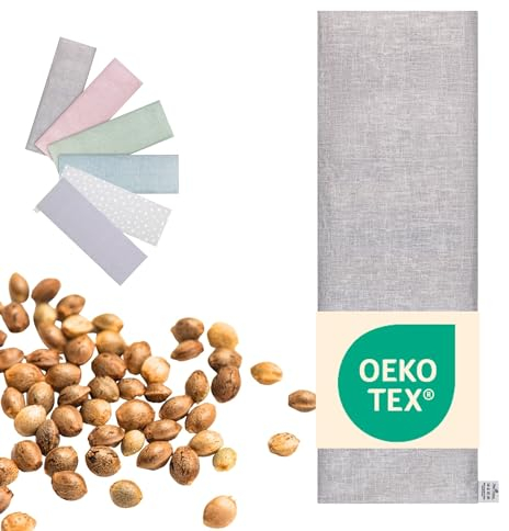 Wärmekissen Mikrowelle XXL 20x60 cm Kirschkernkissen, Bio OEKO TEX schadstofffrei | Körnerkissen groß lang (Nacken, Schulter, Rücken, Bauch, Füße, Beine, Gesicht), Traubenkernkissen