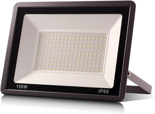 Yinet-EU Proiettore Faro LED 150W di Sicurezza IP66 Impermeabile 15000lm da Esterno 6500K Luce Bianco Freddo per Giardino Corridoio Cortile
