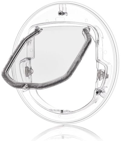 Cat Flap for Small Pets, 4 Way Locking Round Door for Cats and Small Dogs, Clear Noise Reduction Design for Glass Doors