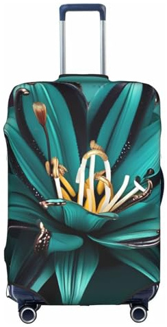 YHBLYKXP Housse de protection élastique pour valise, motif lys bleu sarcelle, convient aux valises de 45,7 à 81,3 cm, blanc, XL
