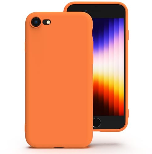 Zuvirelx Silikon Handyhülle für iPhone SE 2nd 3rd 2020/2022, iPhone 8/7 Hülle, Weiches Griff, Dünne, Minimalistisch, Stoßfest, rutschfest, Taschenpassend - Orange