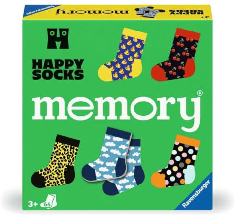 Ravensburger 24702 Memory® Happy Strumpor. Ravensburger klassiska spel i samarbete med Happy Socks. Vi letar efter 32 par glada, färgglada strumpor