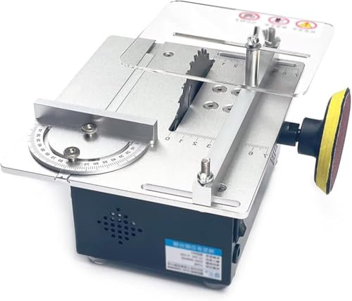 Mini Hobby Table Saw with Miter Gauge, 4500 RPM DIY Mini Table Saw, Woodworking Saw Band Speed Control for Printed Circuit Board Cutting, DIY Handmade Wooden Model Crafts