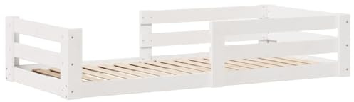 vidaXL Sängram utan madrass vit 70x140 cm massiv furu, sovrumsmöbler, sängbotten, enkelsäng, säng, säng, träsäng, panelsäng, plattformssäng