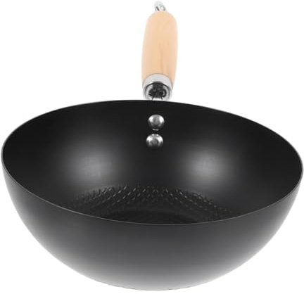 BEBEMOKO Sartén Wok De Hierro Sin Recubrimiento Wok Para Cocinar Casa Para Freír Hervir y Cocción Al Vapor