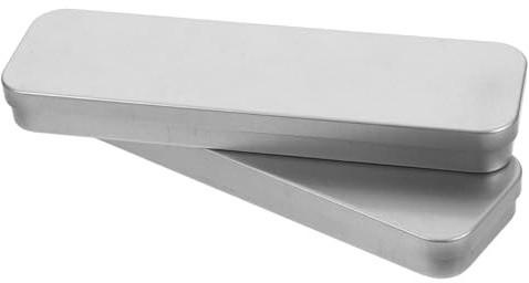 DIYEAH Caja de Metal para Bolígrafos y Lápices, 2 Piezas Plateadas, Resistente al Agua, Compacta y Rectangular, Portalápices Escolar Versátil para Organización de Papelería Diaria