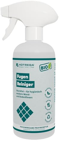 HOTREGA BIO Fugenreiniger 500ml | Säurefrei mit natürlicher Rezeptur |Gebrauchsfertig für hygienisch saubere Fliesenfugen in Bad und Küche | Gebrauchsfertig gegen Fett & Seife | Ideal für Naturstein & Flexfugen in Bad oder Küche | Nachhaltige Rezeptur aus