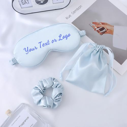 Individuelle Schlafmaske, personalisierte Seiden-Augendeckung, Augenschutz, weicher Satin-Augenbinde, elastischer Riemen, nächtliche Augenabdeckung, reisegeeignete Schlafmaske für Frauen (Himbeerblau)