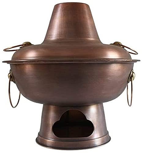 NHJSDLLMNZ Fondue Fondue, Chinesischer traditioneller Hotpot, Hot Pot Mongolischer Hot Pot, Hot Pot aus reinem Kupfer, chinesischer Peking-Hot Pot, traditioneller verdickter Kupfer-Hotpot(32cm)
