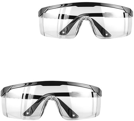 Heanvmyss Occhiali Protettivi da Lavoro,2 Pezzi Occhiali di Sicurezza Trasparenti,Occhiali Antinfortunistica da Laboratorio,Occhiali Antipolvere per Costruzione,Chimica